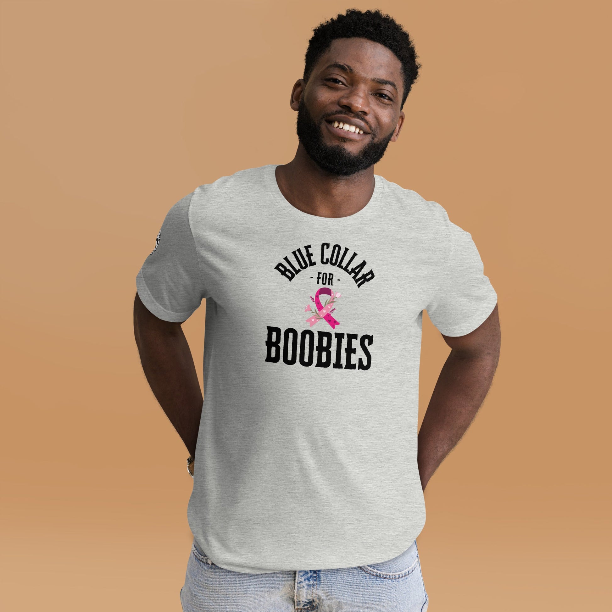 BLUE COLLAR FOR BOOBIES - T - SHIRT - Show your support, 50% of all profit go to cancer research - RABBLE COMPANY